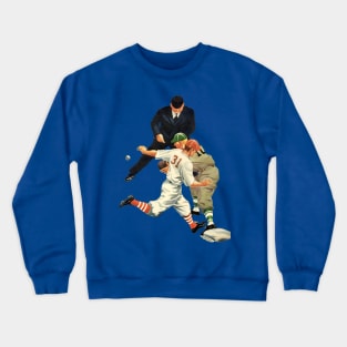 Vintage Sports, Baseball Players with the Runner Safe at Home Plate Crewneck Sweatshirt